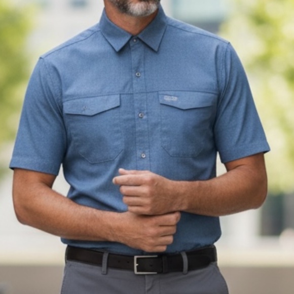 5.11 TACTICAL Freedom Flex Short Sleeve Shirt M | Blue Snap Vented Work Utility - Picture 1 of 10